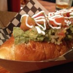 Vegetarian hot dog at Po Dog