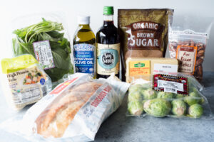 Grouping of groceries on a counter