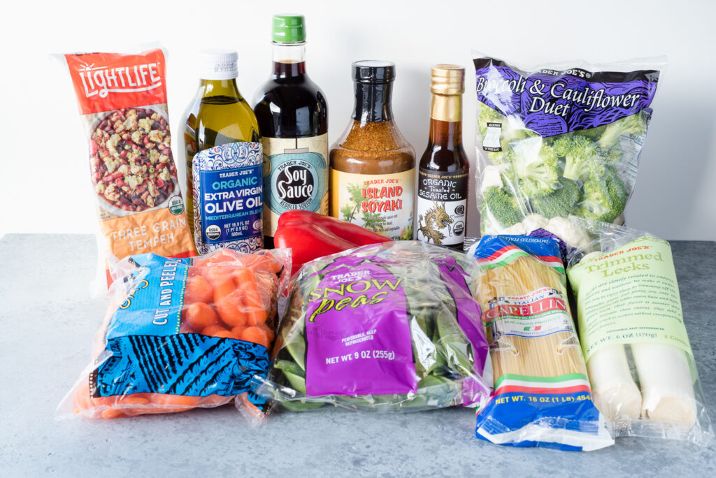 Grouping of groceries on the counter