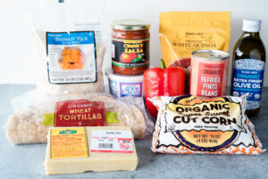 Collection of groceries on a counter