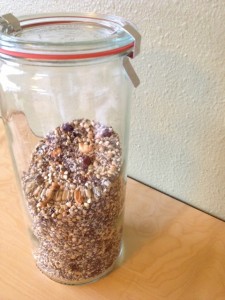 Homemade Holy Crap cereal in a jar