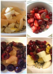 Collage of 4 bowls of cereal with different fruits