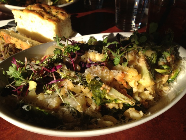 Spaetzle and veggies in a bowl