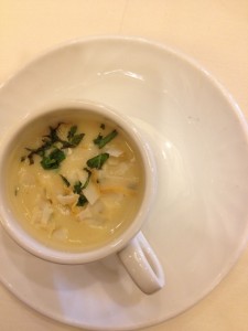 Coconut soup in a small cup