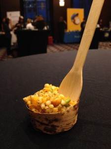 Sorghum salad in cup with spoon