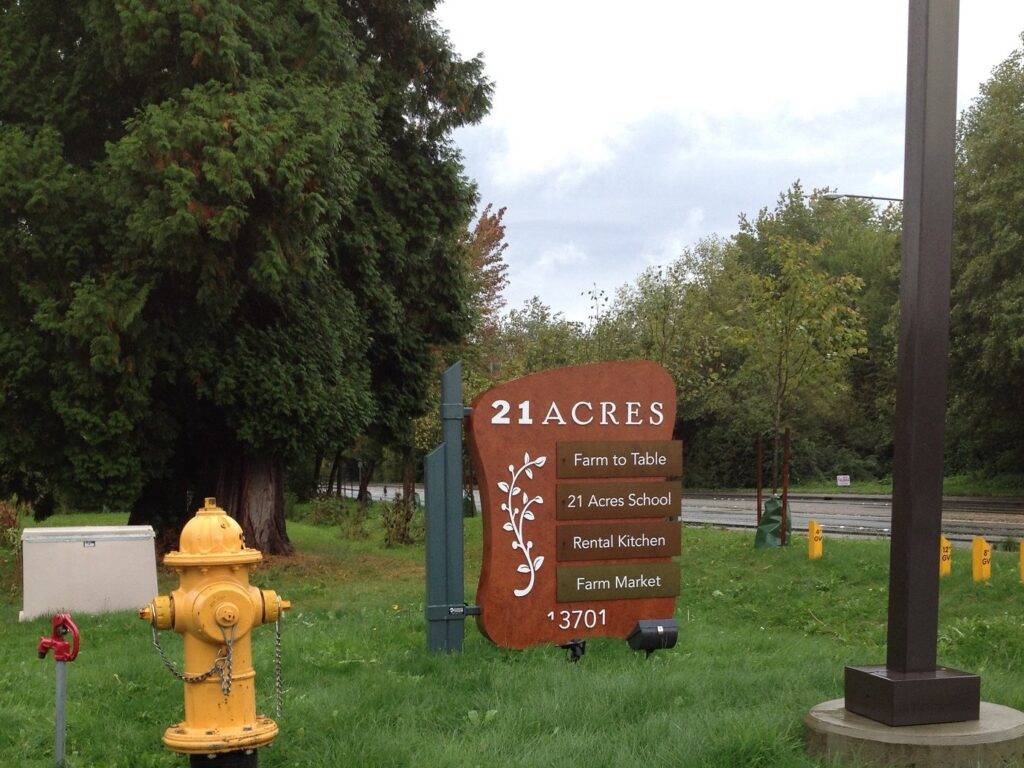 Sign outside 21 Acres Farm