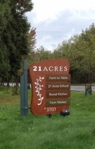 Sign at 21 Acres