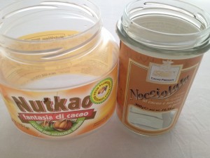 Jars of Nutkao and Slitti Nocciolata