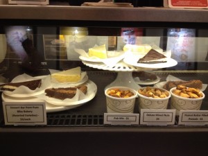Brownies, pretzels and desserts in the Pickford's display case