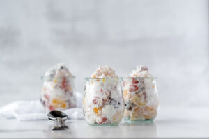 Three jars of ambrosia salad