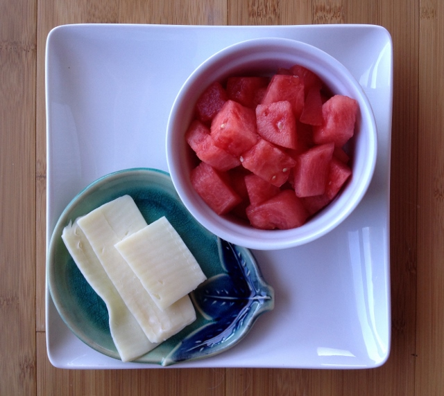 1 cup watermelon and 1 ounce mozzarella cheese