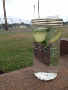 Lemon Basil Cucumber Water with Cuppow Lid