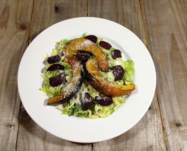 Brussels Sprouts with Roasted Beets and Acorn Squash