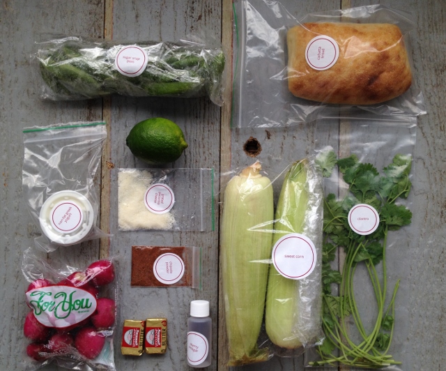 Grilled Mexican Corn with Summer Bread Salad ingredients