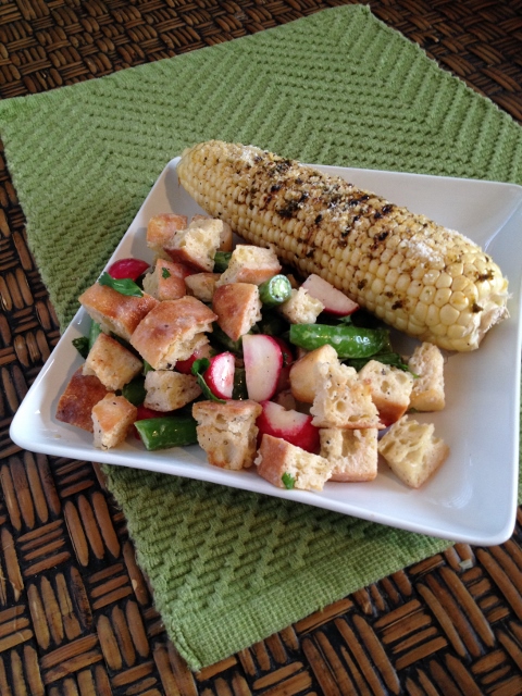 Grilled Mexican Corn with Summer Bread Salad