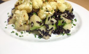 Apple Sesame Forbidden Rice with Miso Cauliflower