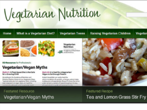 Screenshot of a vegetarian nutrition website
