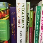 Vegetarian cookbooks on the shelf