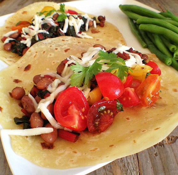 Bean and Cheese Burritos with tomato salad