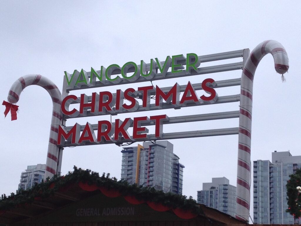 The Vancouver Christmas Market sign