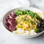 Bowl of scrambled tofu and veggies