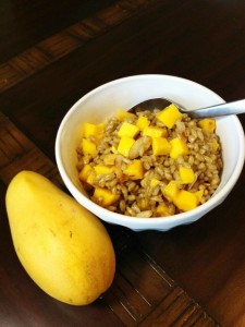 Coconut mango barley breakfast