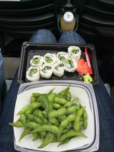 Hiroshi's cucumber roll and edamame