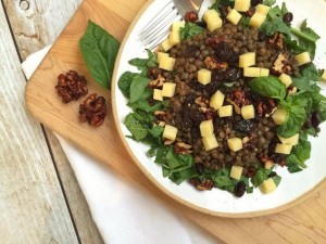 Spinach and lentil salad with lemon vinaigrette