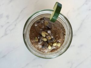 Copycat Cacao Kapow smoothie with zucchini garnish