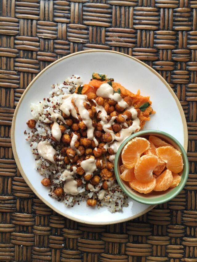 Garbanzos and sweet potatoes