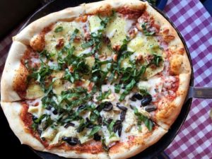 Pizza with walnuts