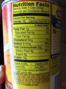 high sodium label