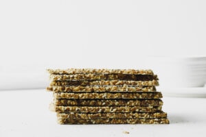 Stack of whole grain crackers