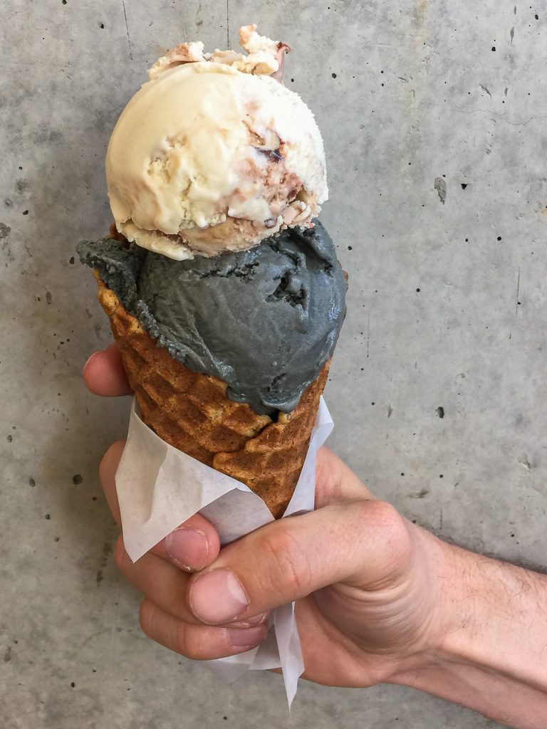 Tahini Chocolate and Salted Caramel Ash ice cream