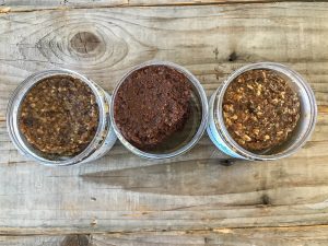 Three jars from the top of Unwrapp'd nutrition bar dough