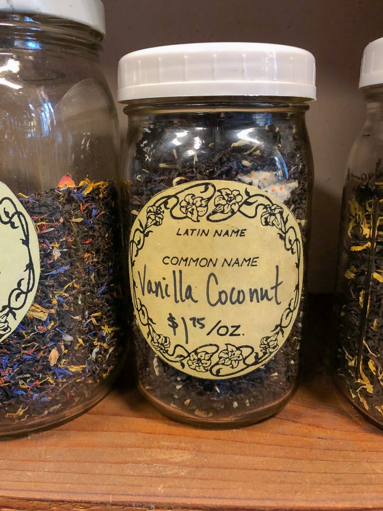 Loose Vanilla Coconut Tea in a jar