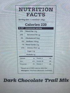 Farmers Fridge Trailmix Nutrition Label