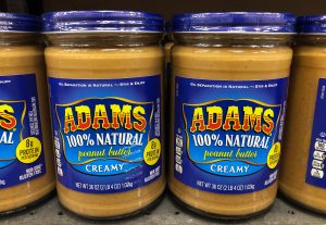 Two jars of Adam's Natural Peanut Butter