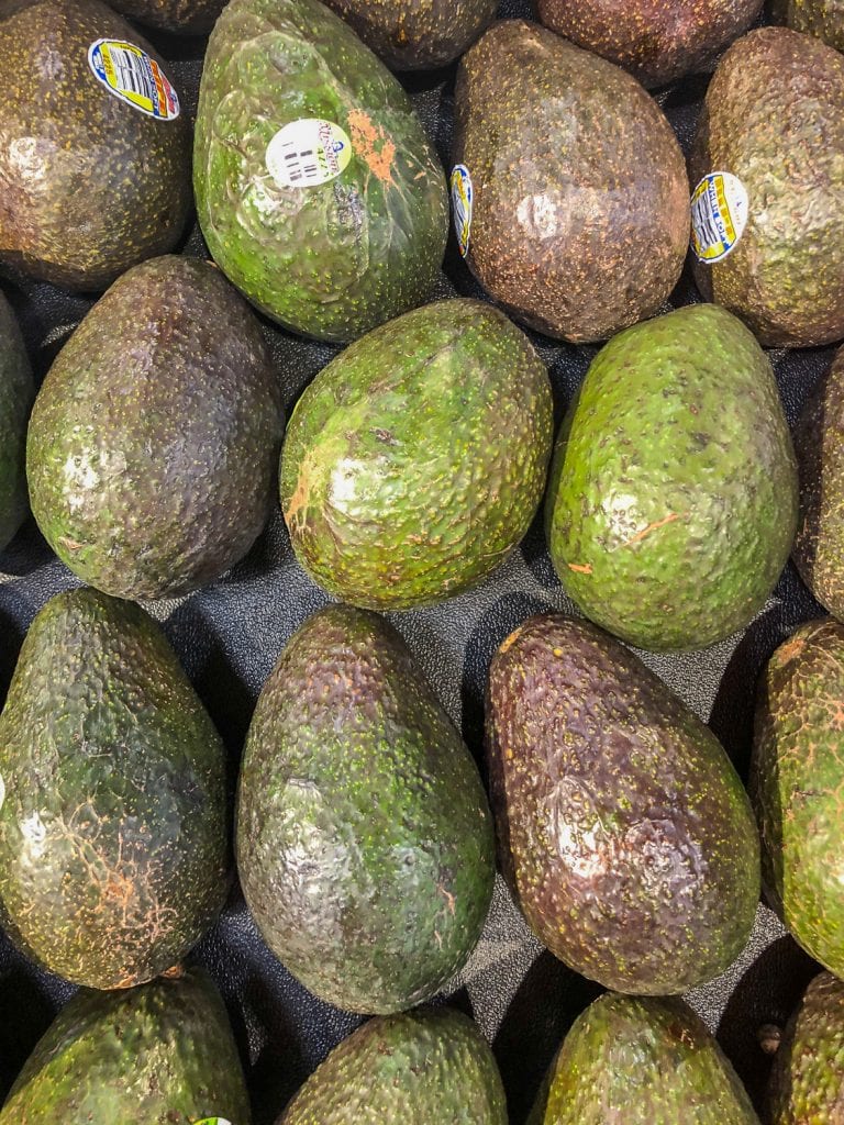 Top down picture of avocados in the produce department
