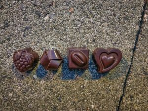 Four pieces of chocolate candies