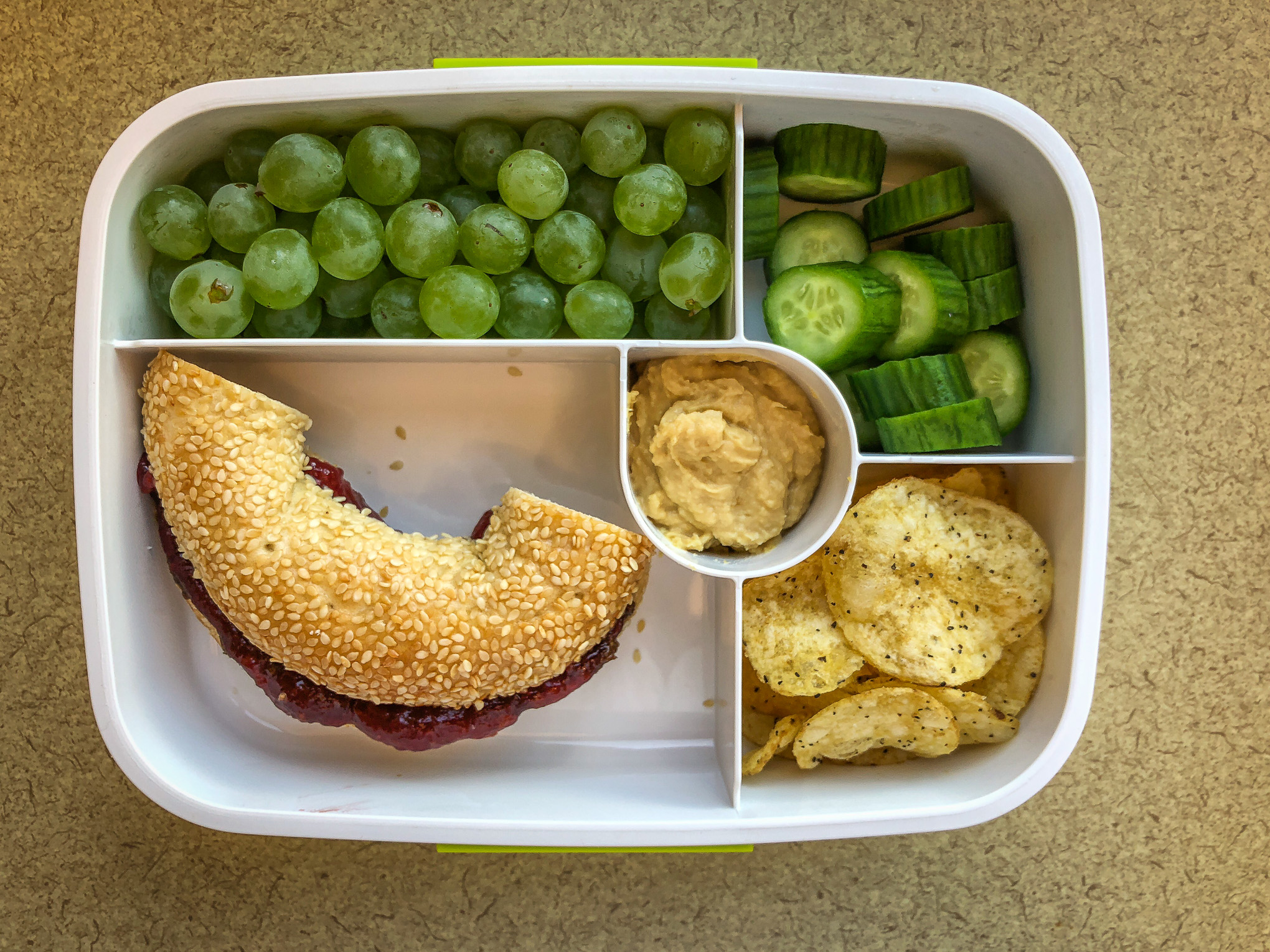 Bento box filled with fruit and vegetables