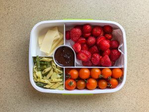 Bento box filled with fruit and vegetables