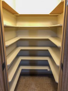 Pantry with painted shelves