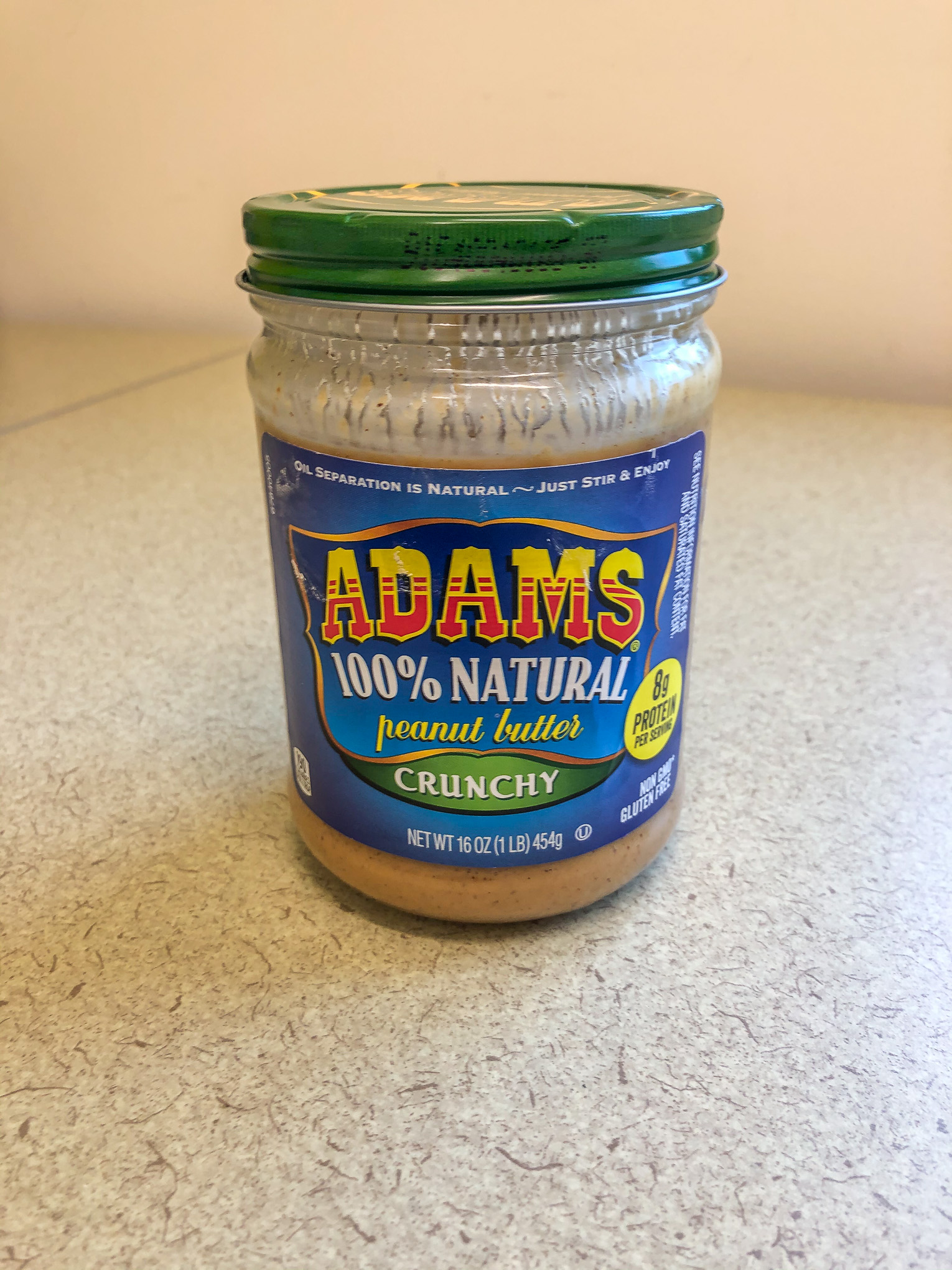 Jar of Adam's Natural peanut butter