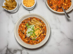 Top down bowl of chili