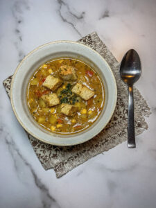 Top down bowl of soup