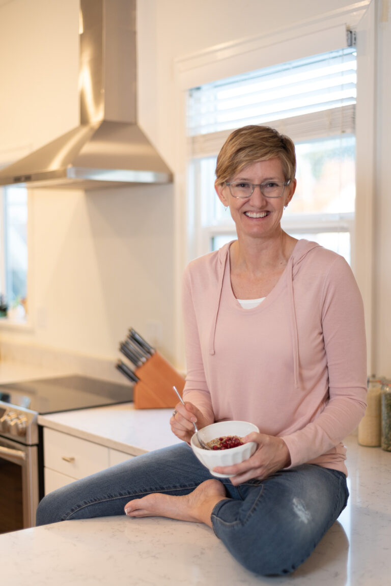 Kristine sitting on counter