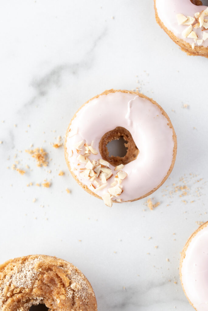 Top down of pale pink donut
