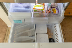 Freezer drawer filled with food
