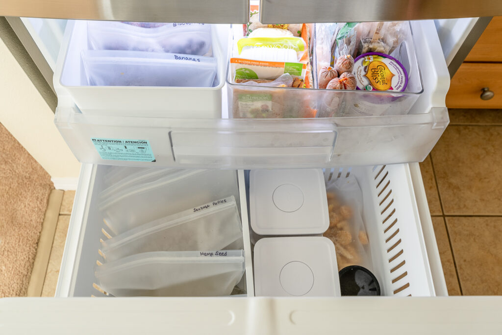 Freezer drawer full of food